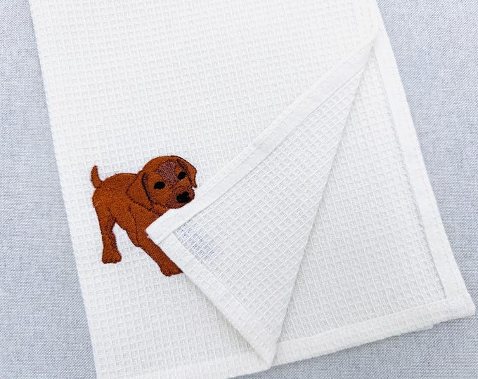 Cute Playing Little Vizsla Puppy Dog Mama kitchen dish towel animal pet kids machine embroidery designs ITH project simply in the hoop