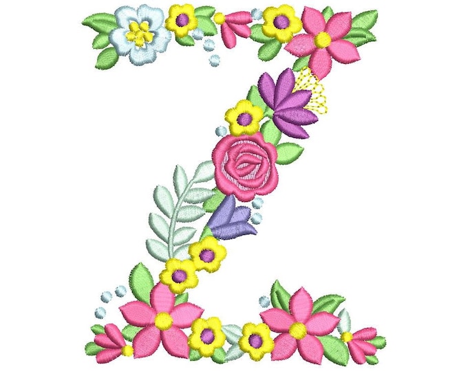 Fraternities & sororities Floral Greek font single letter ZETA, machine embroidery designs 3.5 4 5 6 7 in. INSTANT DOWNLOAD