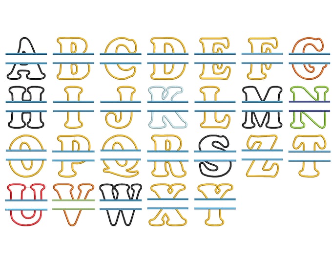 Discount -40% Monogramming Split Font Applique machine embroidery designs split alphabet Monogram Set size 4" and 5" and mini font included