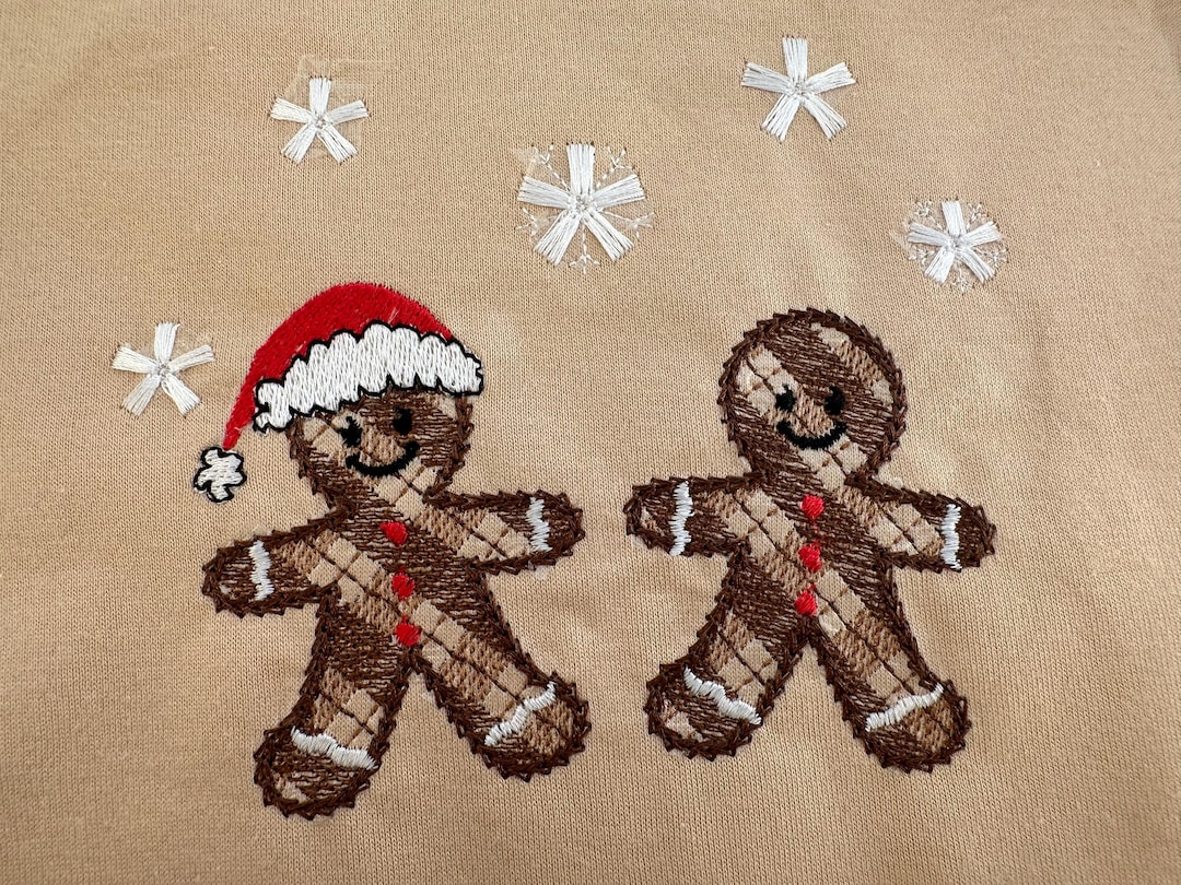 Gingerbread Man Row Pattern Cute Gingham Plaid Gingerbread Men in a Row Man Cookie Fringed Fluffy ...
