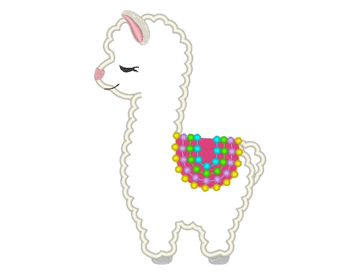 Simply Llama Applique little Alpaca kids girls baby boys with boho quilt farm animal machine embroidery designs sizes 4 up to 7 inches