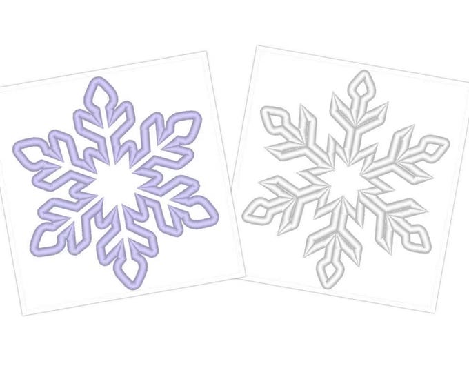 Simple Snowflake Applique SET of 2 Christmas machine embroidery designs sizes for hoop 4x4 and 5x7 assorted sizes
