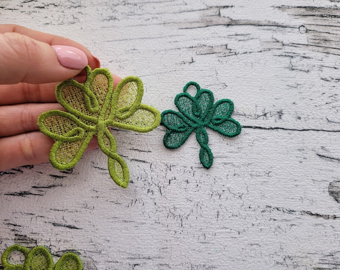 Celtic   clover charm necklace pendant, Celtic clover FSL free standing lace machine embroidery designs children necklace for girl