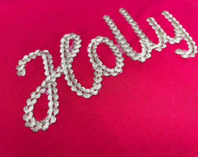 Extra Bold Chain stitch FONT Petit handwritten script alphabet monogram machine embroidery designs knit sweater effect sizes 2.1 up to 3.1in