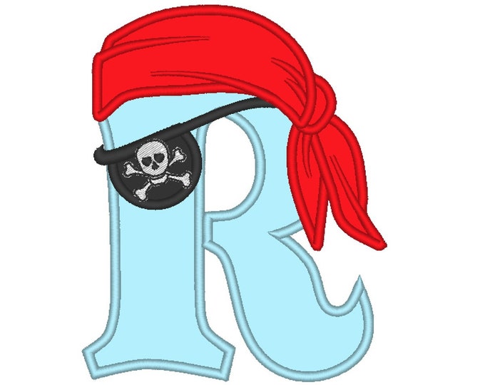 Pirate alphabet embroidery, letter R - machine embroidery pirate applique designs 5x7 INSTANT DOWNLOAD