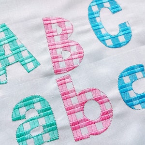 Tartan Plaid Gingham Christmas Font light sketch outline machine embroidery font alphabet letters  1.5, 2, 2.5, 3, 3.5, 4, 4.5, 5 and 6in