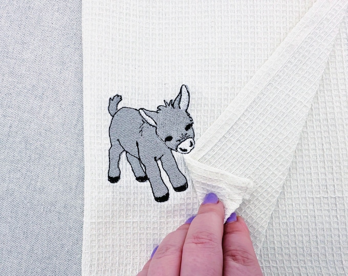 Cute Playing Little Baby Donkey Foal kitchen dish towel Farm animal kids machine embroidery designs ITH project simply in the hoop