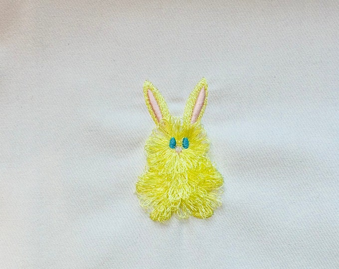 Fringed Easter Bunny fur 3 types fuzzy in the hoop small cute mini bunny Machine Embroidery designs kids romper baby onesie bib design