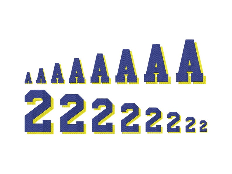 May include: A set of blue felt letters and numbers in various sizes with a yellow outline. The letters spell out "A" and the numbers spell out "2222222".