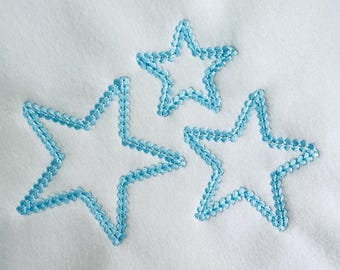 Extra bold chain stitch Star Machine Embroidery Designs mini sizes 1.5 up to 3.8 inches for hoop 4x4 kids baby sparkle design accent