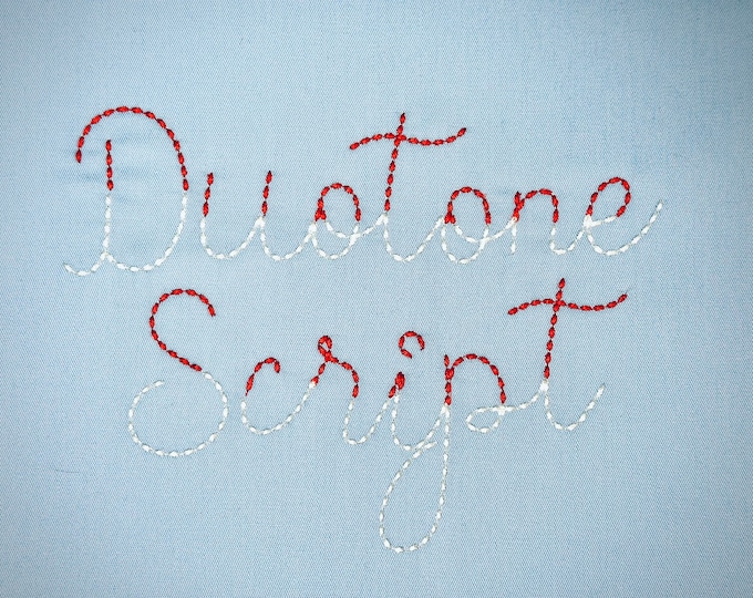 Duotone Hand stitch effect FONT machine embroidery designs in assorted mini sizes script alphabet letters bold bean stitch, BX included