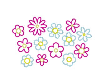 Flowers for Summer beautiful Floral applique collection BIG SET of 13 types Flower applique machine embroidery designs in multiple sizes