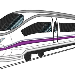 Geschwindigkeit schnell Zug Applikation Stickmuster für Stickrahmen 4x4, 5x7 und 6x10 SOFORTIGER DOWNLOAD Zug U-Bahn Reise