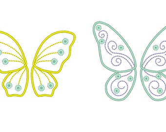 Fairy wings, Butterfly wings Applique machine embroidery designs, fill stitch and appliqué designs 2 types, SET of 2 for hoop 4x4, 5x7, 6x10