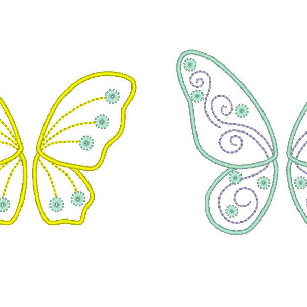 Fairy wings, Butterfly wings Applique machine embroidery designs, fill stitch and appliqué designs 2 types, SET of 2 for hoop 4x4, 5x7, 6x10