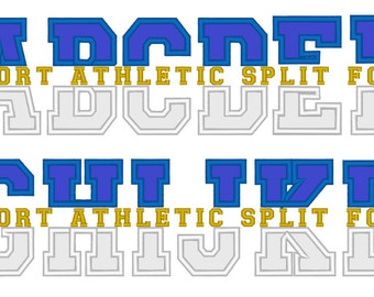 Discount - 40% Block ATHLETIC Collegiate Split Font applique machine embroidery designs, Monogramming Set 3, 4, 5 and 6 inches in height