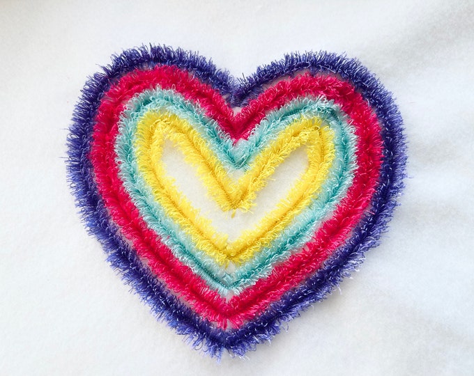 Big Fringed Valentine heart chenille fur heart Fringed fluffy Heart  ITH in the hoop machine embroidery designs  5 and 6 inches color