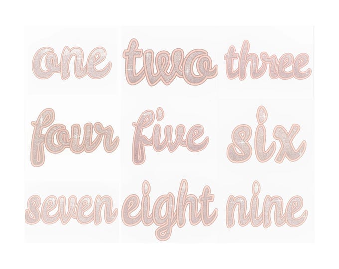 Written Birthday Numbers handwritten Number Applique machine embroidery designs word wording number SET sizes for hoop 4x4  5x7 kids girls