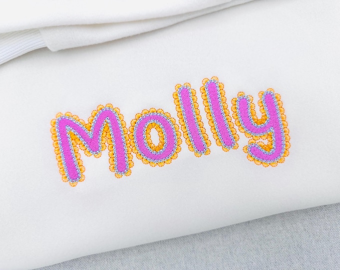 Lace Edge FONT Fill Stitch Bubbly Alphabet Monogram cute girly fancy font machine embroidery designs sizes 1.5 up to 3.7 inch, BX