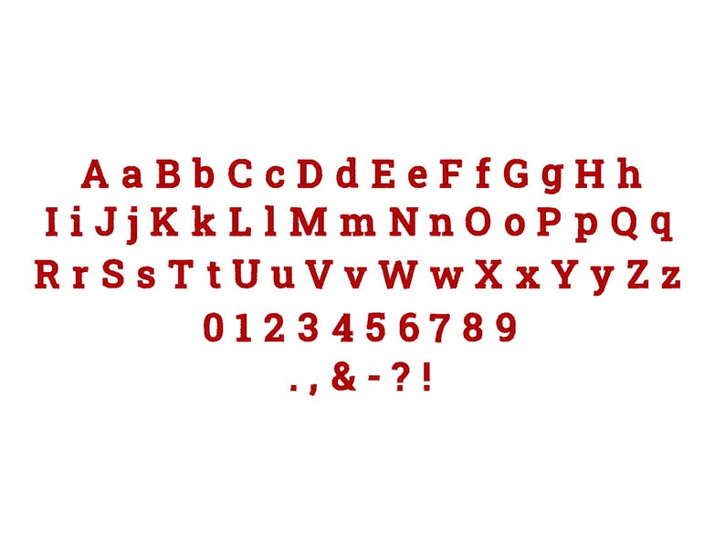 Mini Block FONT Satin Stitch Alphabet Uppercase and Lowercase Monogram ...