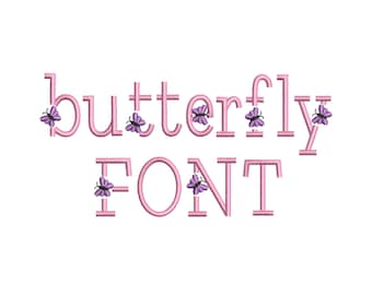 Satin stitch mini Butterfly Font SET of 2 types Alphabet letters little girls kids Monogram machine embroidery designs sizes 1 up to 2 inch