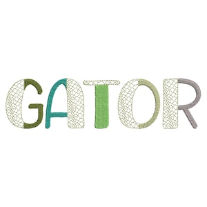 Split Font Crocodile Alligator print and fill stitch Duo font 2 colors alphabet kids boys machine embroidery designs 1 up to 3 inches, BX