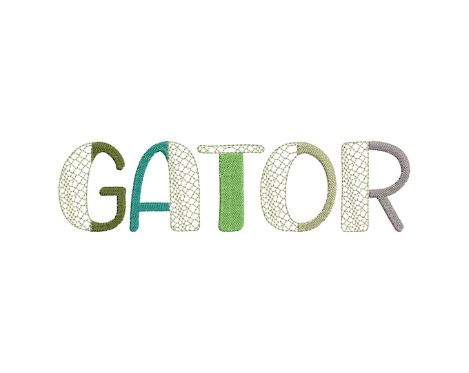 Split Font Crocodile Alligator print and fill stitch Duo font 2 colors alphabet kids boys machine embroidery designs 1 up to 3 inches, BX