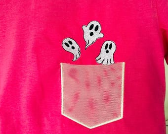 Halloween Spooky Ghost Pocket kids outfit Pocket machine embroidery designs in the hoop ITH project awesome genuine Pocket size for hoop 5x7