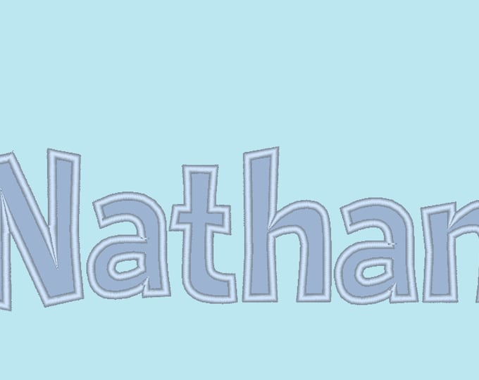 Nathan Monogram applique Font machine embroidery applique design monogram alphabet lowercase and uppercase letters punctuation from 1.5in