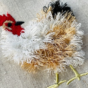 Cute fluffy Chicken fringed fur chenille farm bird small machine embroidery designs fringe in the hoop ITH project awesome chicken chick image 2