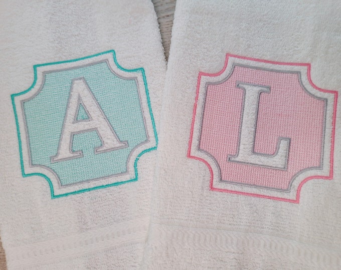 Embossed terry towel monogram A-Z Classic frame and letters A-Z machine embroidery designs for hoop 4x4, 5x7 wedding birthday gift idea