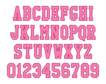 Narrow FONT applique Varsity Athletic Sport High School Team Players alphabet monogram letters machine embroidery designs Applique Font BX