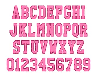 Narrow FONT applique Varsity Athletic Sport High School Team Players alphabet monogram letters machine embroidery designs Applique Font BX