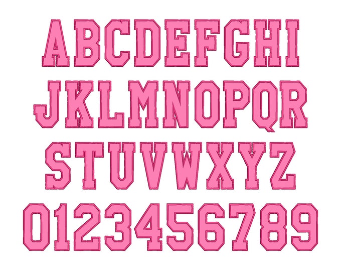 Narrow FONT applique Varsity Athletic Sport High School Team Players alphabet monogram letters machine embroidery designs Applique Font BX