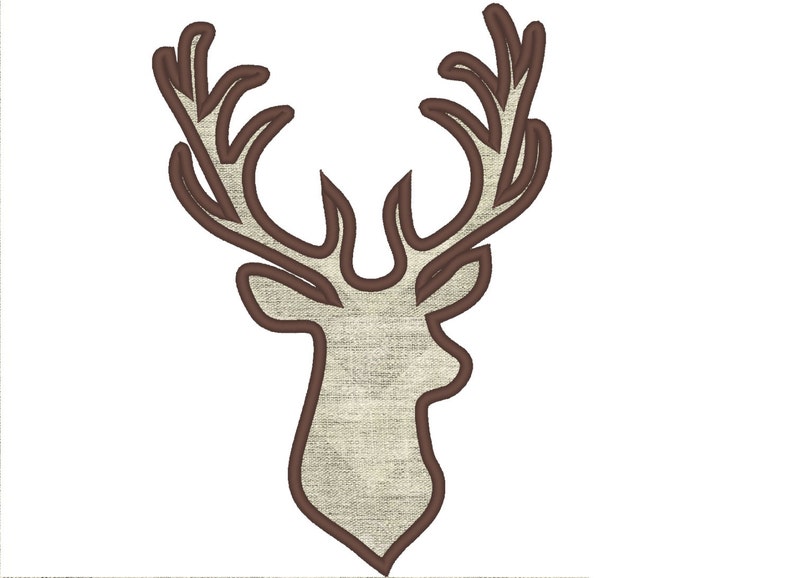 Buck deer head silhouette - applique machine embroidery designs assorted sizes for hoop 4x4, 5x7, 6x10, deer head antlers hunting applique by Artapli embroidery formats PES HUS JEF EXP DST VIP VP3 XXX instant download
