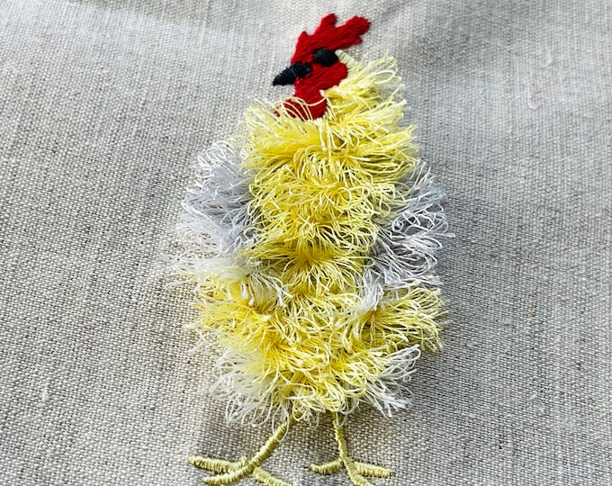 Chicken fringed fluffy chenille farm bird small machine embroidery designs awesome fringe fur chickens design