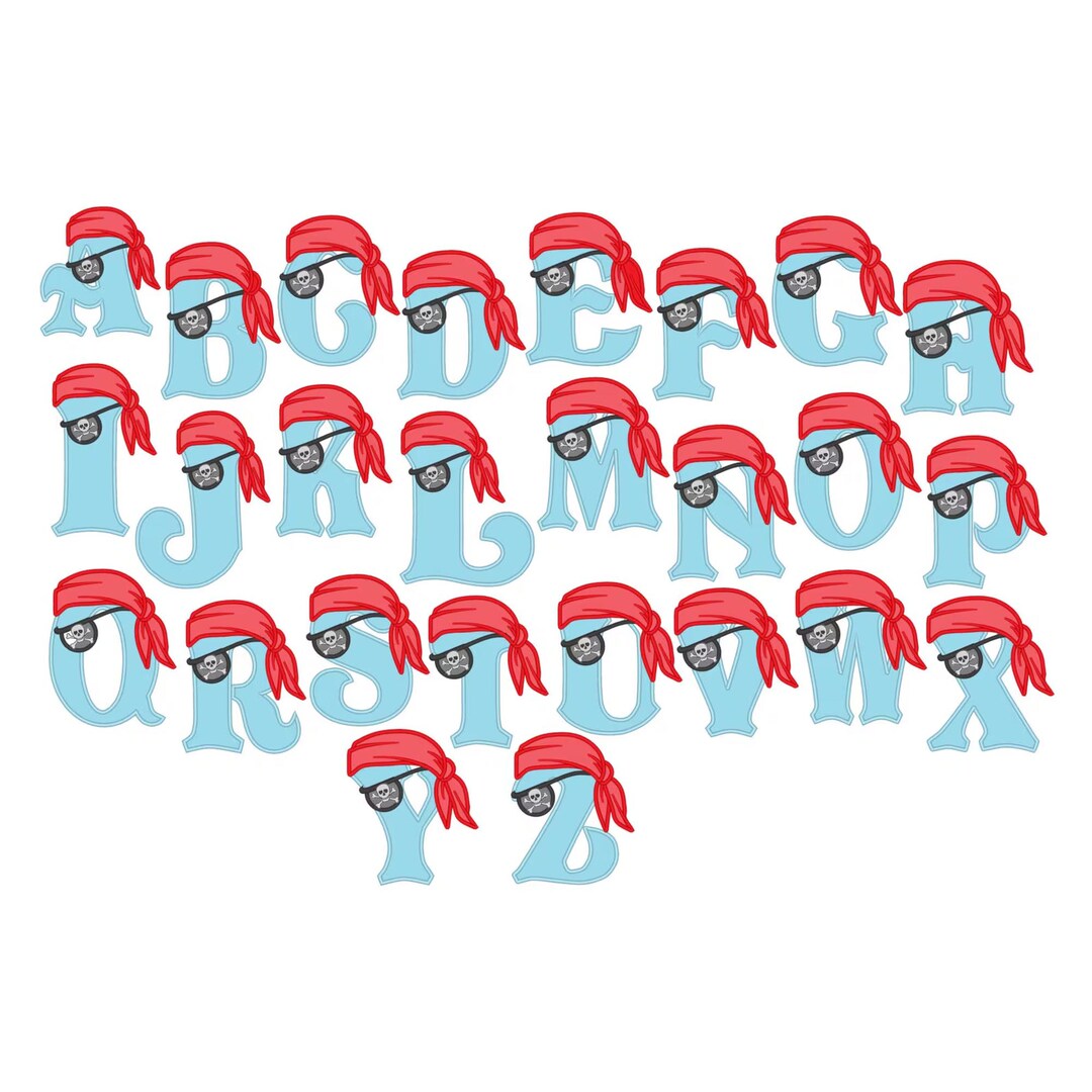 Pirate FONT Monogram Letters SET Applique Machine Embroidery Designs ...