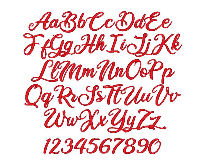 Classy Handwritten Satin stitch curly FONT Ballerina machine embroidery designs best Monogram Alphabet letters mini sizes 0.5 up to 2 inch