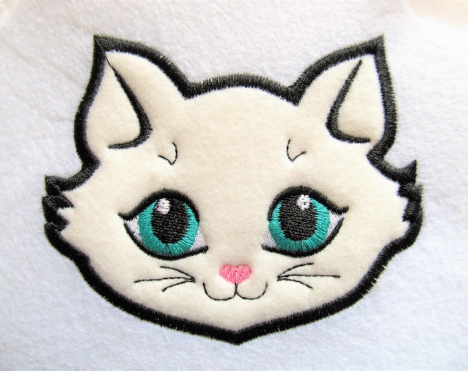 Little Kitty Cat head face Applique machine embroidery designs cute Cat applique pretty kitty sizes for hoop 4x4 and 5x5 kids outfit