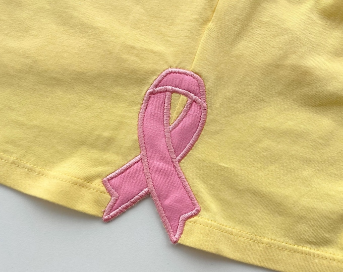 Cancer Ribbon Bow Applique side Bow machine embroidery designs thin narrow ribbon in 3.5 to 7 inches t-shirt sweatshirt seam side bow