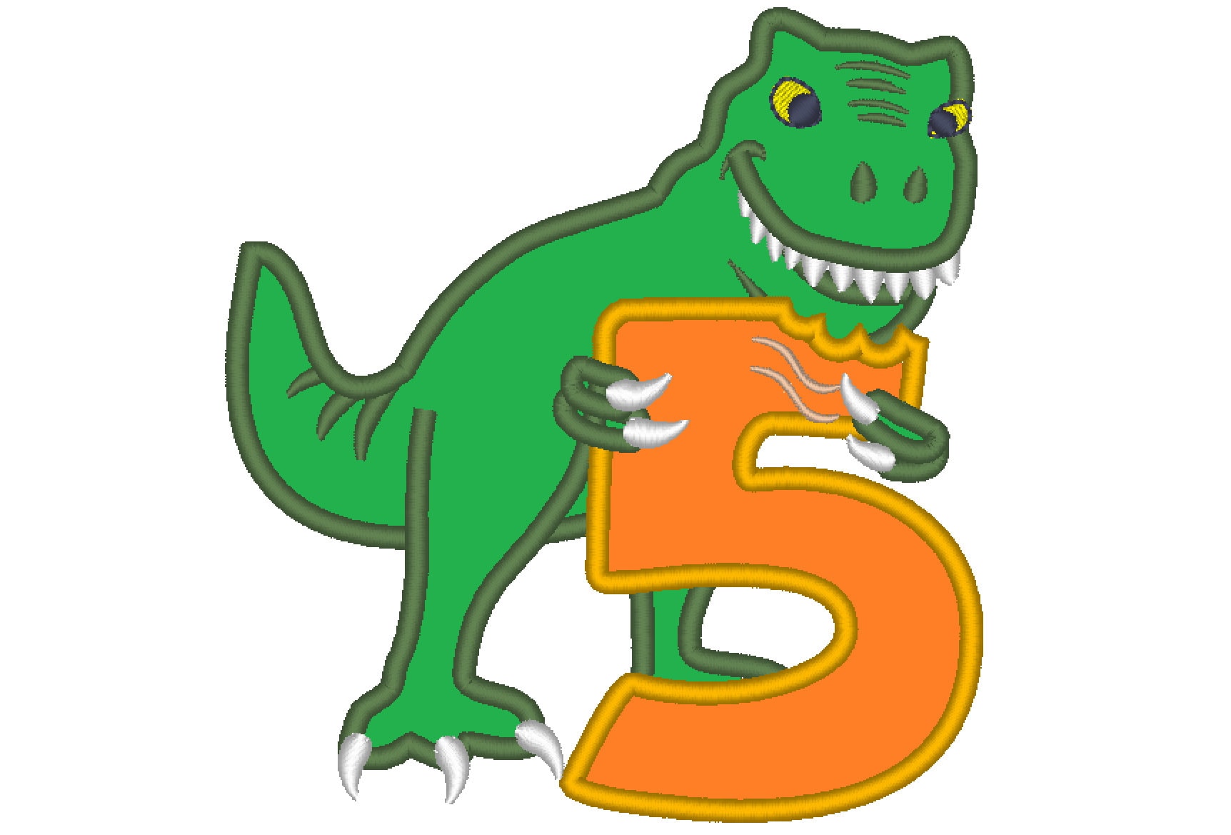 T-rex Dinosaur Birthday Number FIVE 5 Machine Embroidery - Etsy T-rex Dinosaur Birthday Number FIVE 5 Machine Embroidery - Etsy