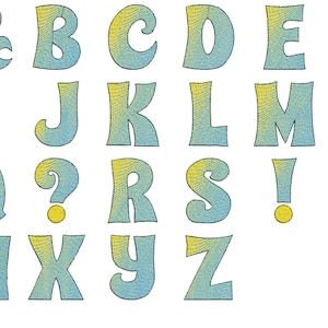 Gradient Iridescent filled block Monogram FONT alphabet machine embroidery designs awesome rainbow font, NO special thread, BX included image 5