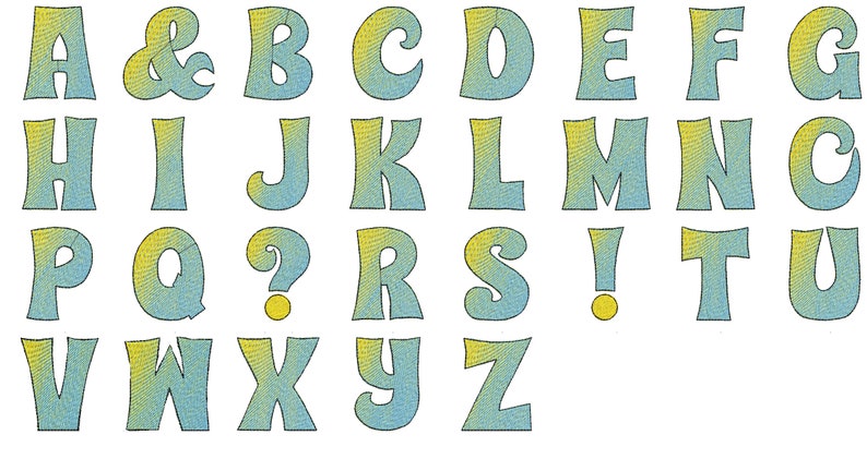 Gradient Iridescent filled block Monogram FONT alphabet machine embroidery designs awesome rainbow font, NO special thread, BX included image 5