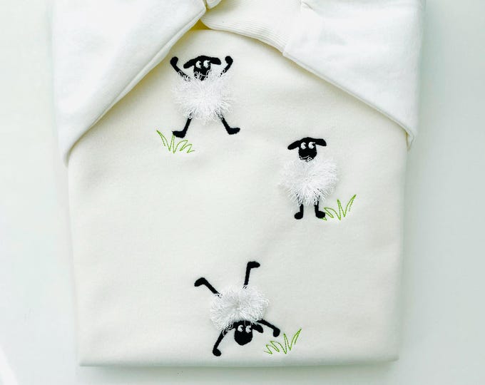 Little Fluffy Sheep fringed fur Lamb SET of 3 single Sheep machine embroidery designs small sizes 2, 3 and 3.5 inch awesome kids design