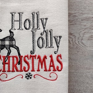 Merry Christmas gingham old fashioned classic Happy Holidays, Joy Kitchen dish towel quotes 6pcs machine embroidery designs 4x4, 5x7 image 6