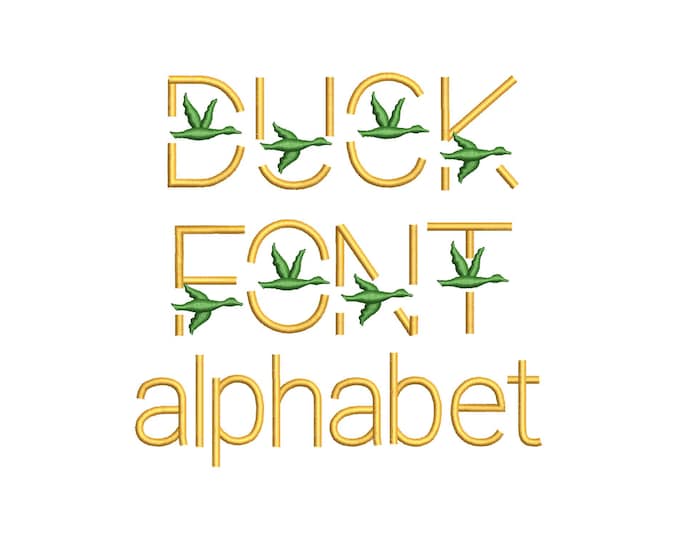 Satin stitch Mallard Font block type alphabet monogram machine embroidery designs boys men Hunter flying Duck Goose bird  1 up 2.7 inch