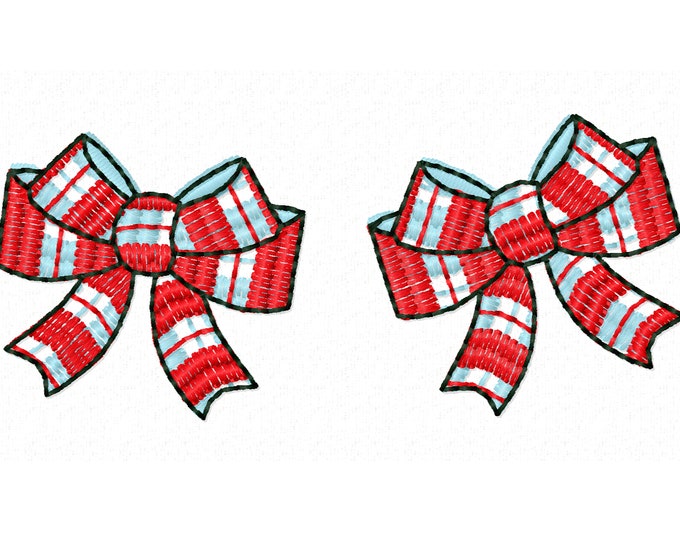 Mini small gingham tartan monogram Bow bows  machine embroidery designs kids baby girl girly pretty little bow  Christmas embroidery