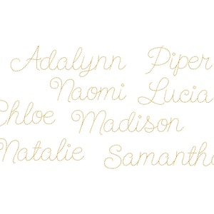 Puntada de frijol Mini FONT línea fina escritura a mano Fuente Alfabeto monograma letras diseños de bordado a máquina tamaños mini 0,7 hasta 1,6 pulgadas BX