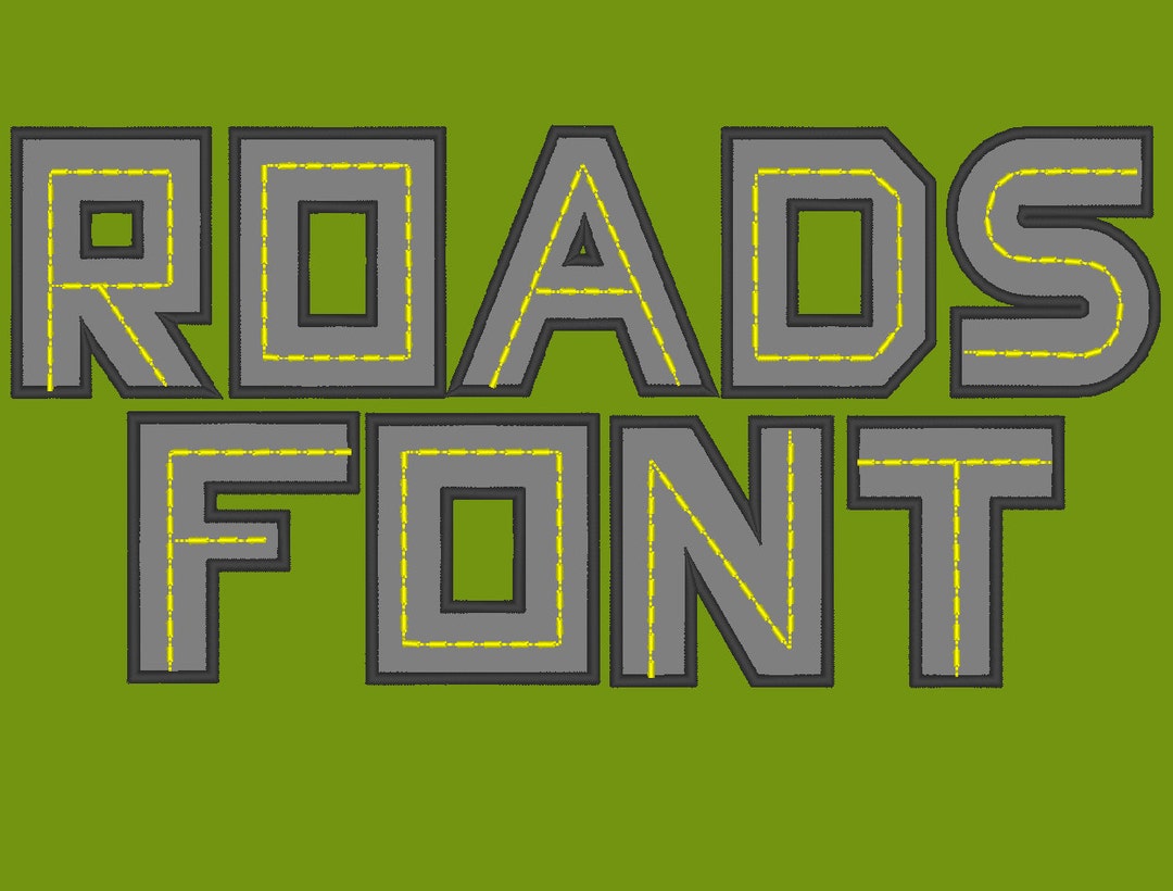 Road Alphabet Font Applique Machine Embroidery Designs in Assorted ...