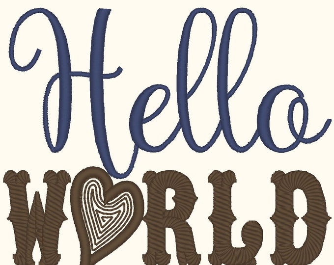 Hello World - for boys - machine embroidery designs - 4x4 and 5x7  Hello World i am embroidery files
